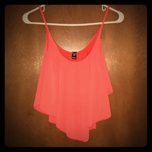 Gauzy Red Crop Tank Top